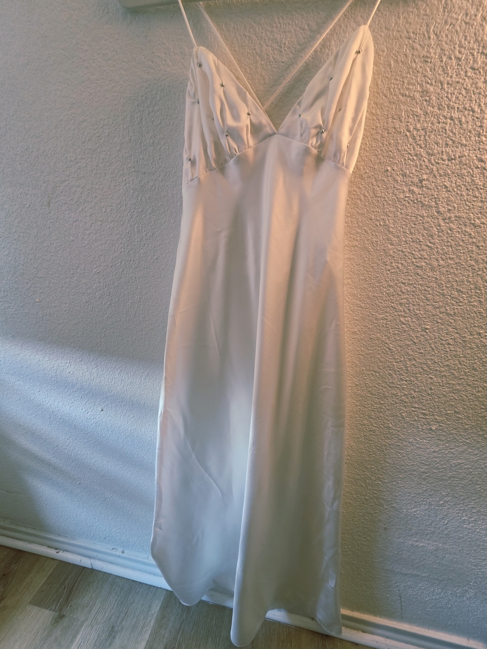 Georgette Trabolsi Ivory Satin Slip with Beaded Bust Detail